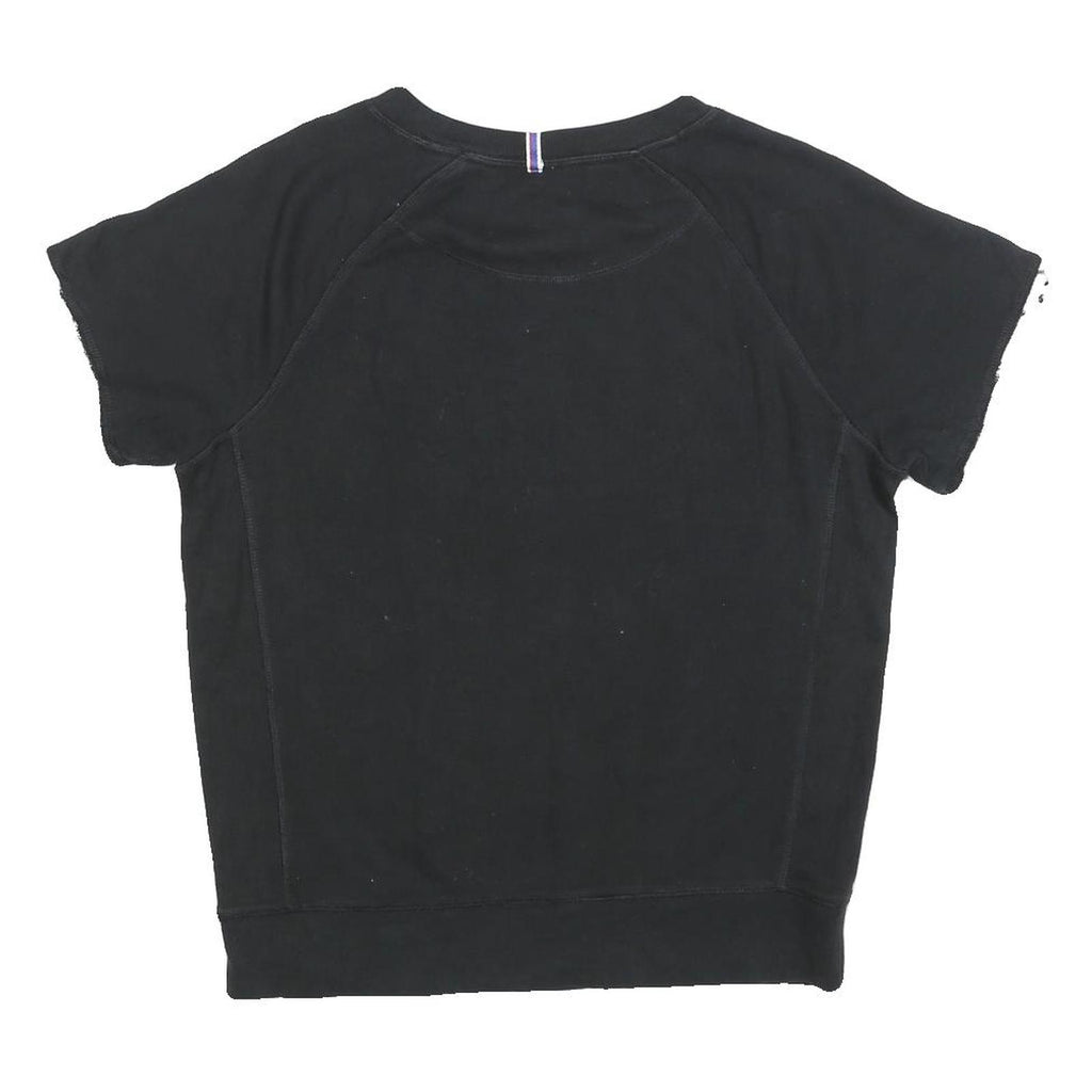 CHAMPION Womens Black Short Sleeve Crew Neck S Cotton Blend Logo Sweatshirt