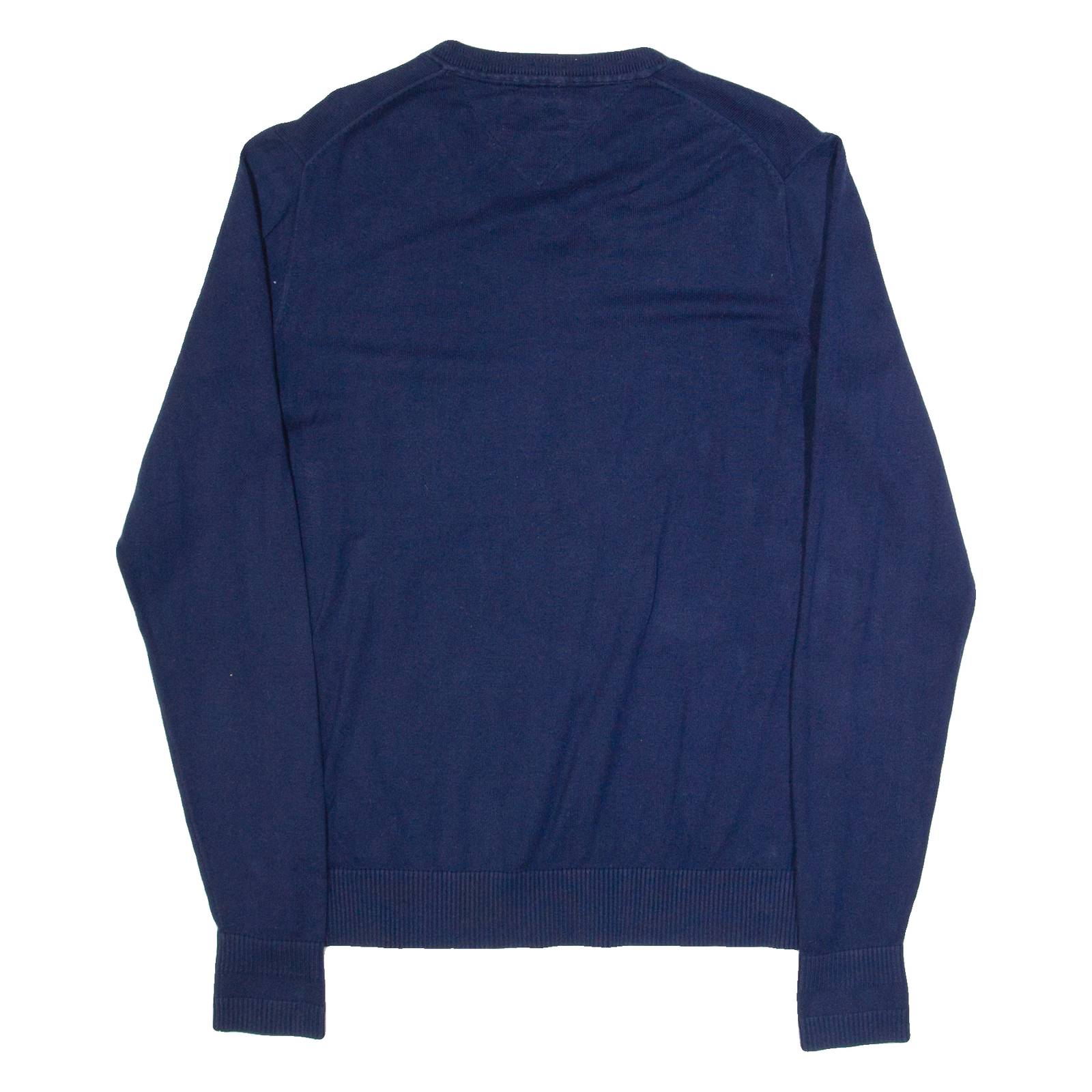 TOMMY HILFIGER Mens Jumper Blue V-Neck Tight Knit M