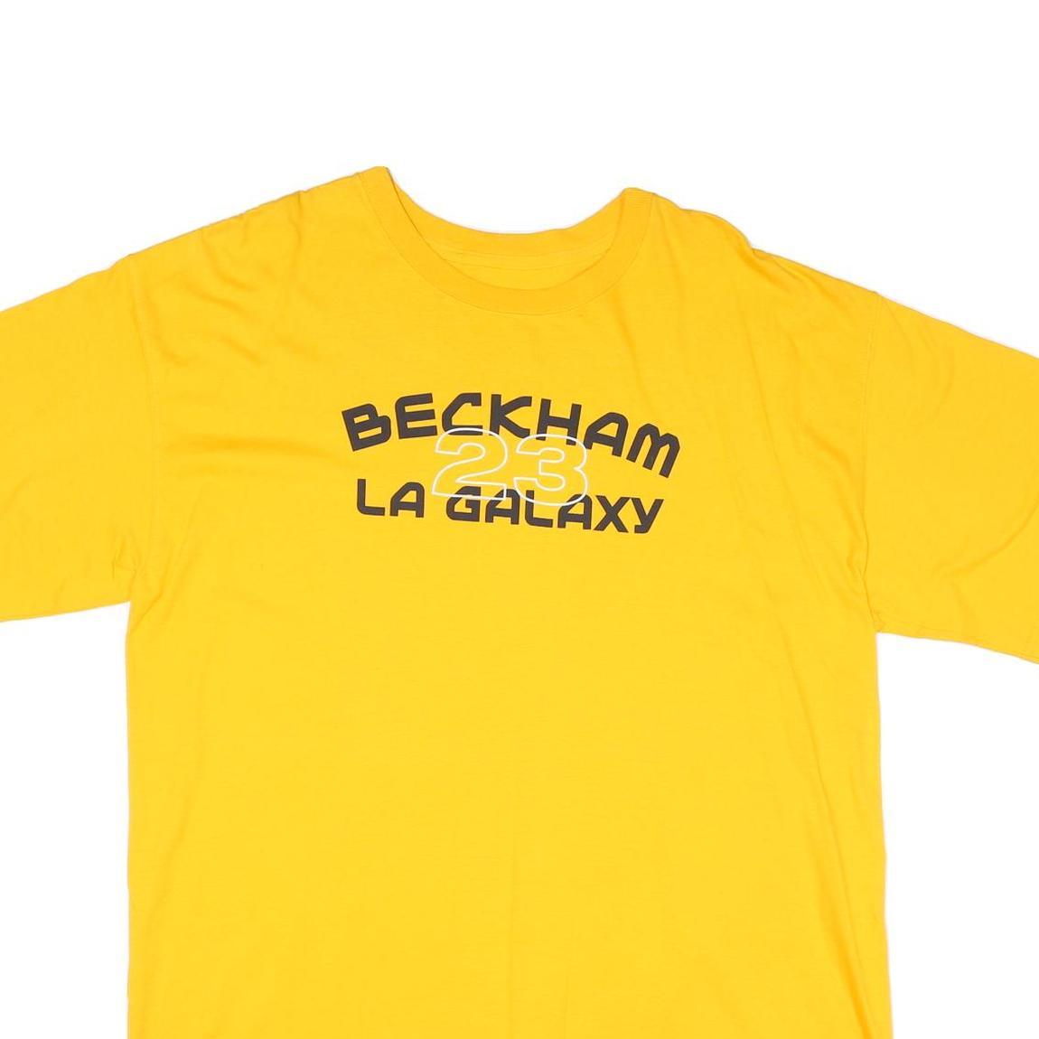 ADIDAS Mens Yellow Beckham 23 La Galaxy Graphic T-Shirt XL Short Sleeve Crew
