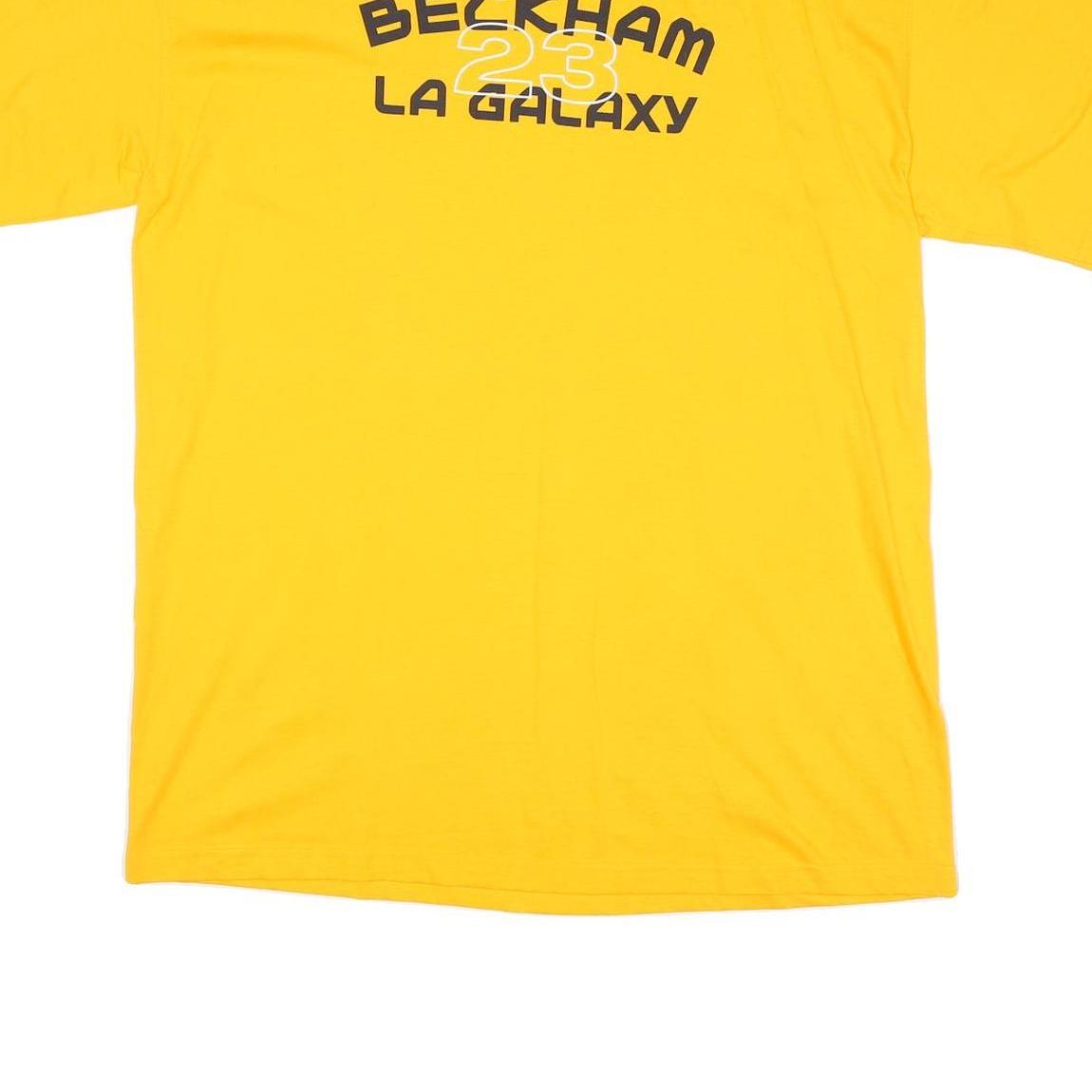 ADIDAS Mens Yellow Beckham 23 La Galaxy Graphic T-Shirt XL Short Sleeve Crew
