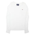 HOLLISTER Womens White Patterned Cotton Blend Jumper Crew Neck Basic Knit S