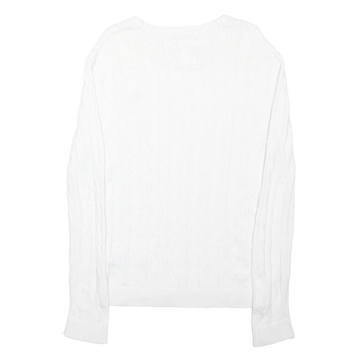 HOLLISTER Womens White Patterned Cotton Blend Jumper Crew Neck Basic Knit S