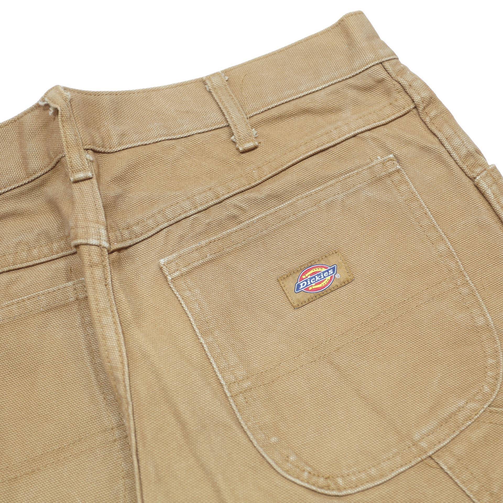 DICKIES Mens Cotton Slim Beige Trousers W29 L30 Workwear Casual Zip Fit