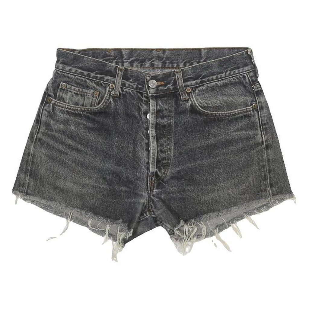 LEVI'S Womens Black Denim Cut-Off Shorts M W32 Distressed Raw Hem
