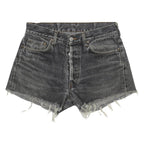 LEVI'S Womens Black Denim Cut-Off Shorts M W32 Distressed Raw Hem