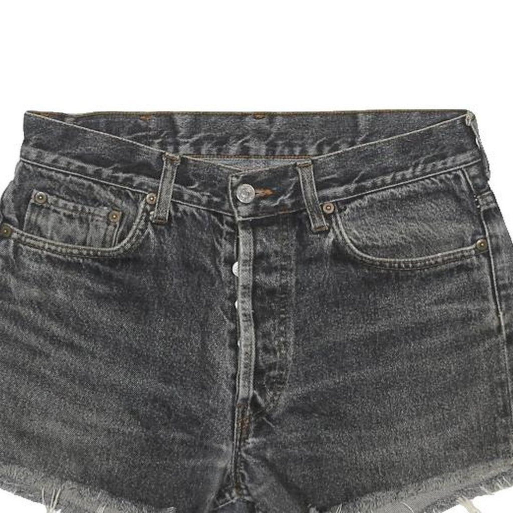 LEVI'S Womens Black Denim Cut-Off Shorts M W32 Distressed Raw Hem