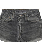 LEVI'S Womens Black Denim Cut-Off Shorts M W32 Distressed Raw Hem