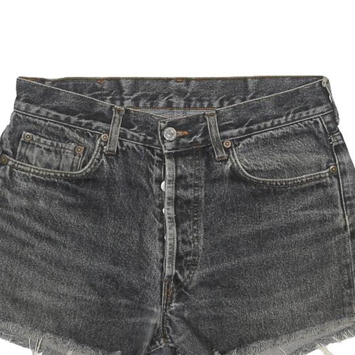 LEVI'S Womens Black Denim Cut-Off Shorts M W32 Distressed Raw Hem