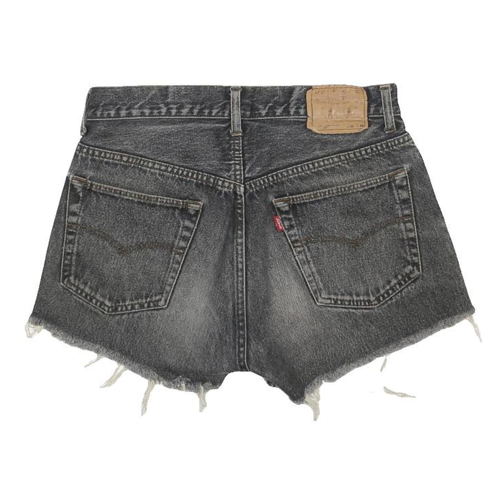LEVI'S Womens Black Denim Cut-Off Shorts M W32 Distressed Raw Hem