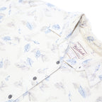 WOOLRICH Womens Cream & Blue Leaf Pattern Shirt L Cotton Casual Long Sleeve