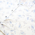 WOOLRICH Womens Cream & Blue Leaf Pattern Shirt L Cotton Casual Long Sleeve