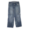 X-MAIL Womens Blue Regular Fit Denim Jeans W32 L32 Patchwork Cargo Pockets