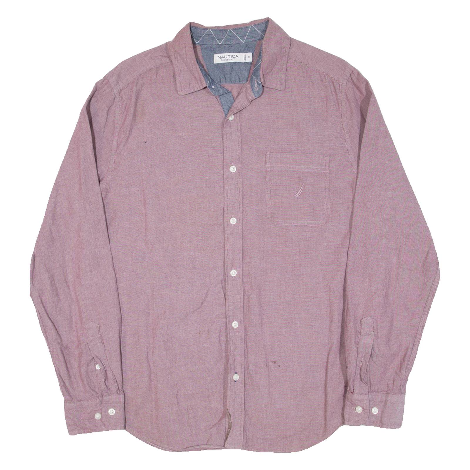 NAUTICA Mens Plain Shirt Maroon Long Sleeve M
