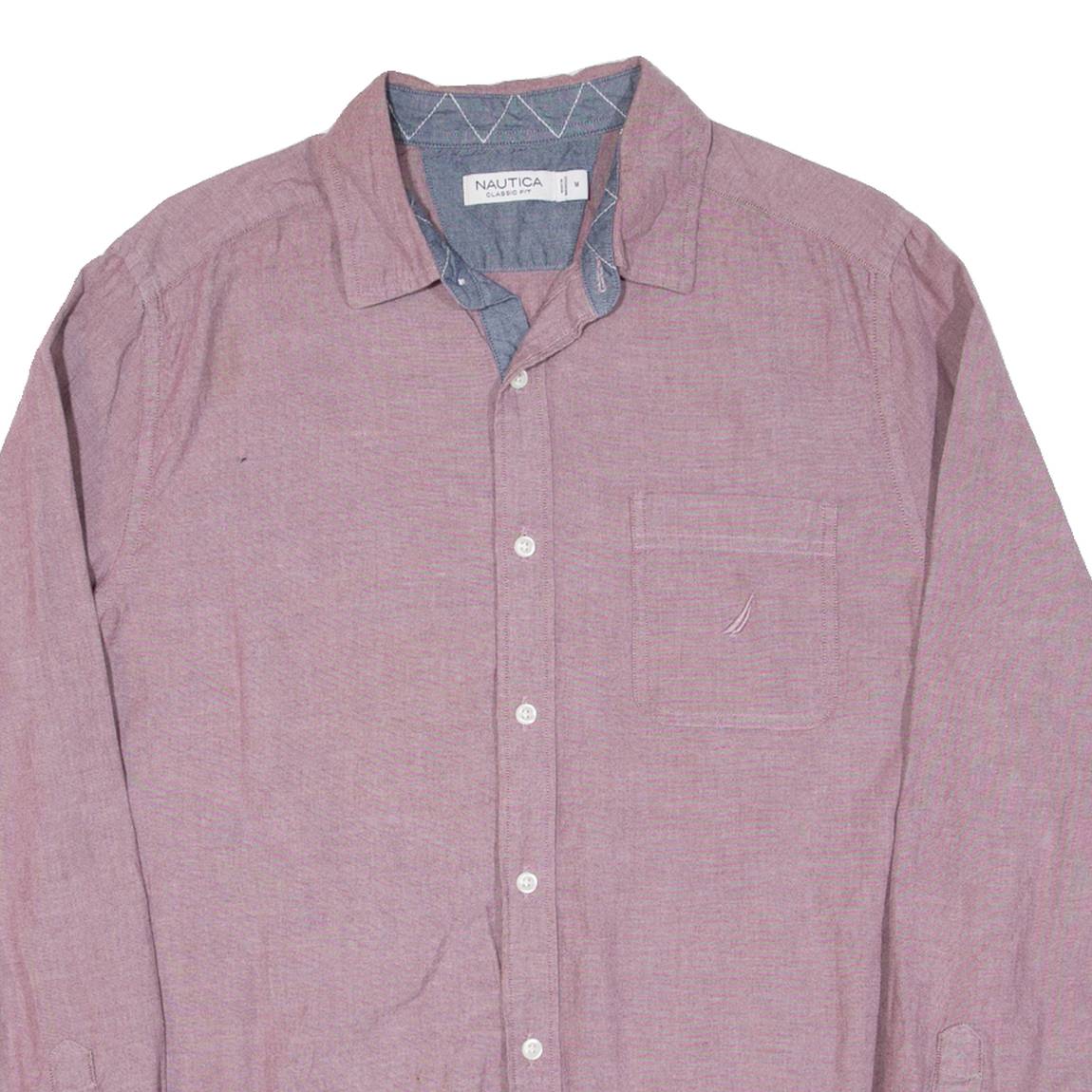NAUTICA Mens Plain Shirt Maroon Long Sleeve M