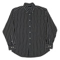NAUTICA Mens Black & White Striped Shirt L Button Down Cotton Blend Classic Fit