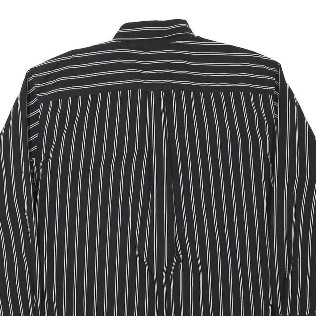NAUTICA Mens Black & White Striped Shirt L Button Down Cotton Blend Classic Fit