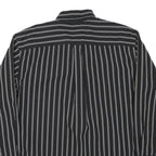 NAUTICA Mens Black & White Striped Shirt L Button Down Cotton Blend Classic Fit