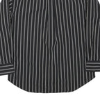 NAUTICA Mens Black & White Striped Shirt L Button Down Cotton Blend Classic Fit