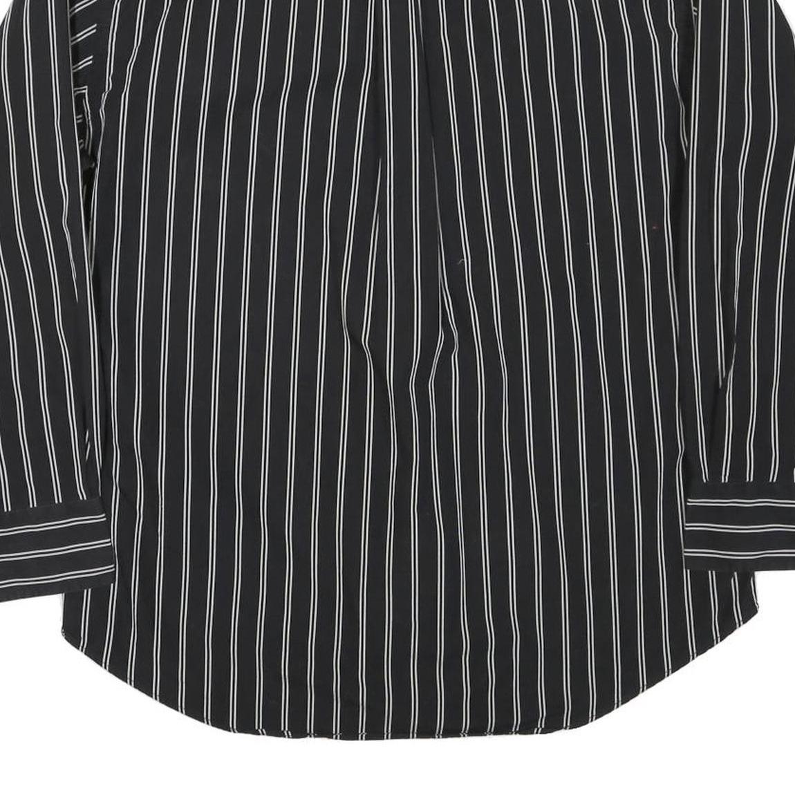 NAUTICA Mens Black & White Striped Shirt L Button Down Cotton Blend Classic Fit