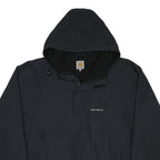 CARHARTT Mens Black Nylon Jacket 2XL Hooded Zip Plain Casual Outdoor Workwear