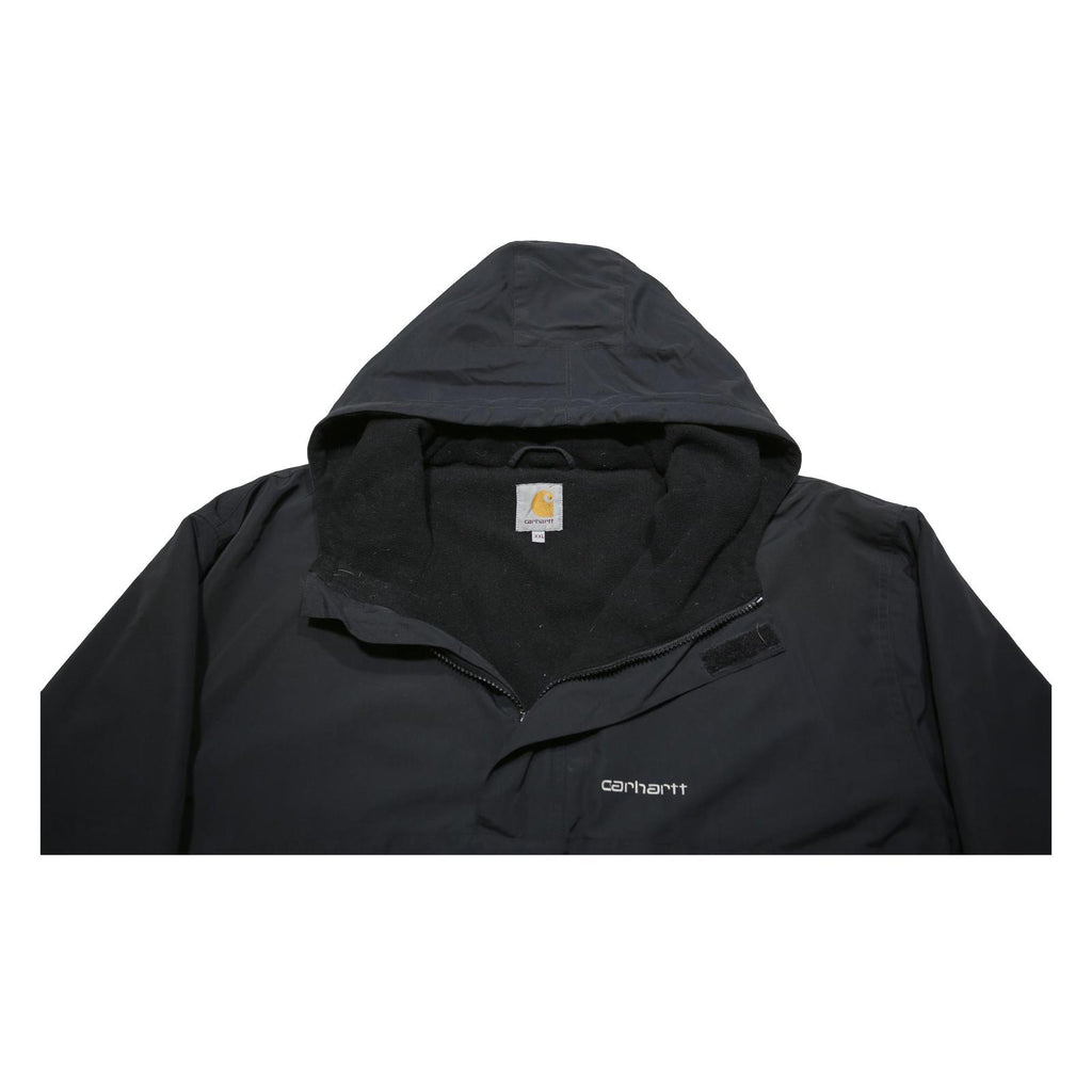 CARHARTT Mens Black Nylon Jacket 2XL Hooded Zip Plain Casual Outdoor Workwear