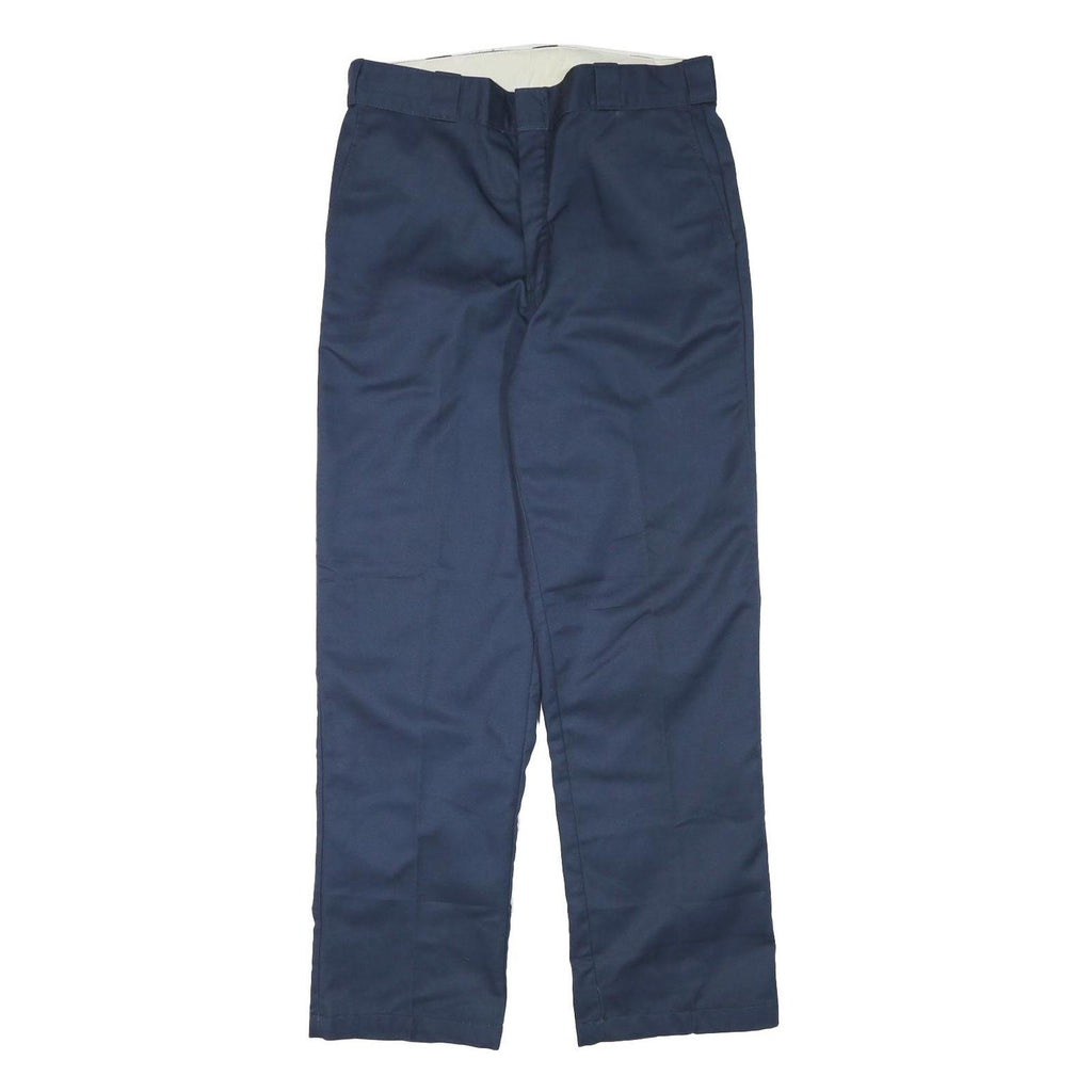 DICKIES Mens Cotton Blend Navy Regular Fit Straight Leg Lined Trousers W33 L31