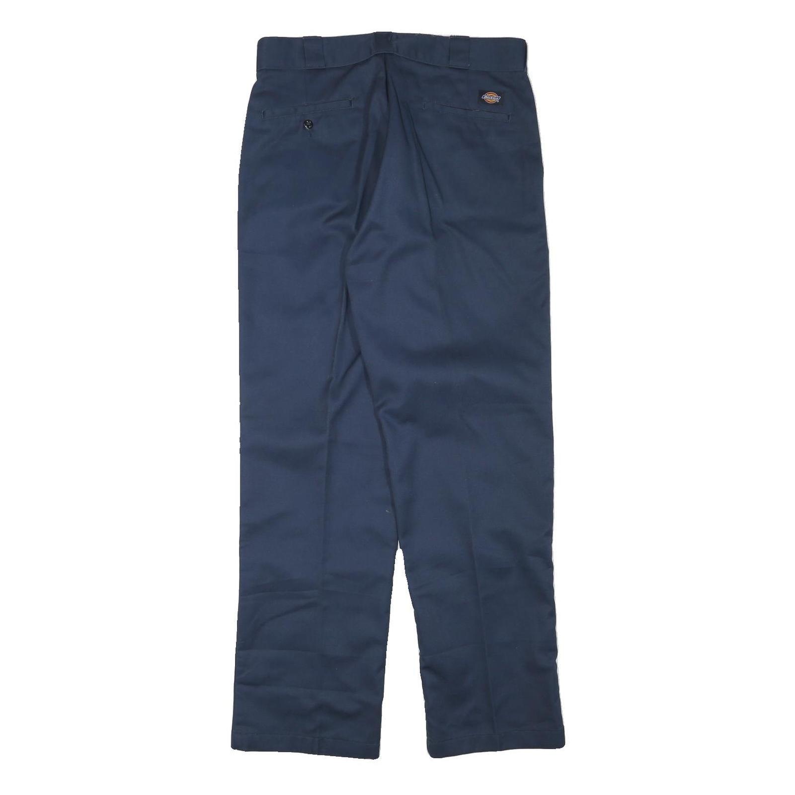DICKIES Mens Cotton Blend Navy Regular Fit Straight Leg Lined Trousers W33 L31