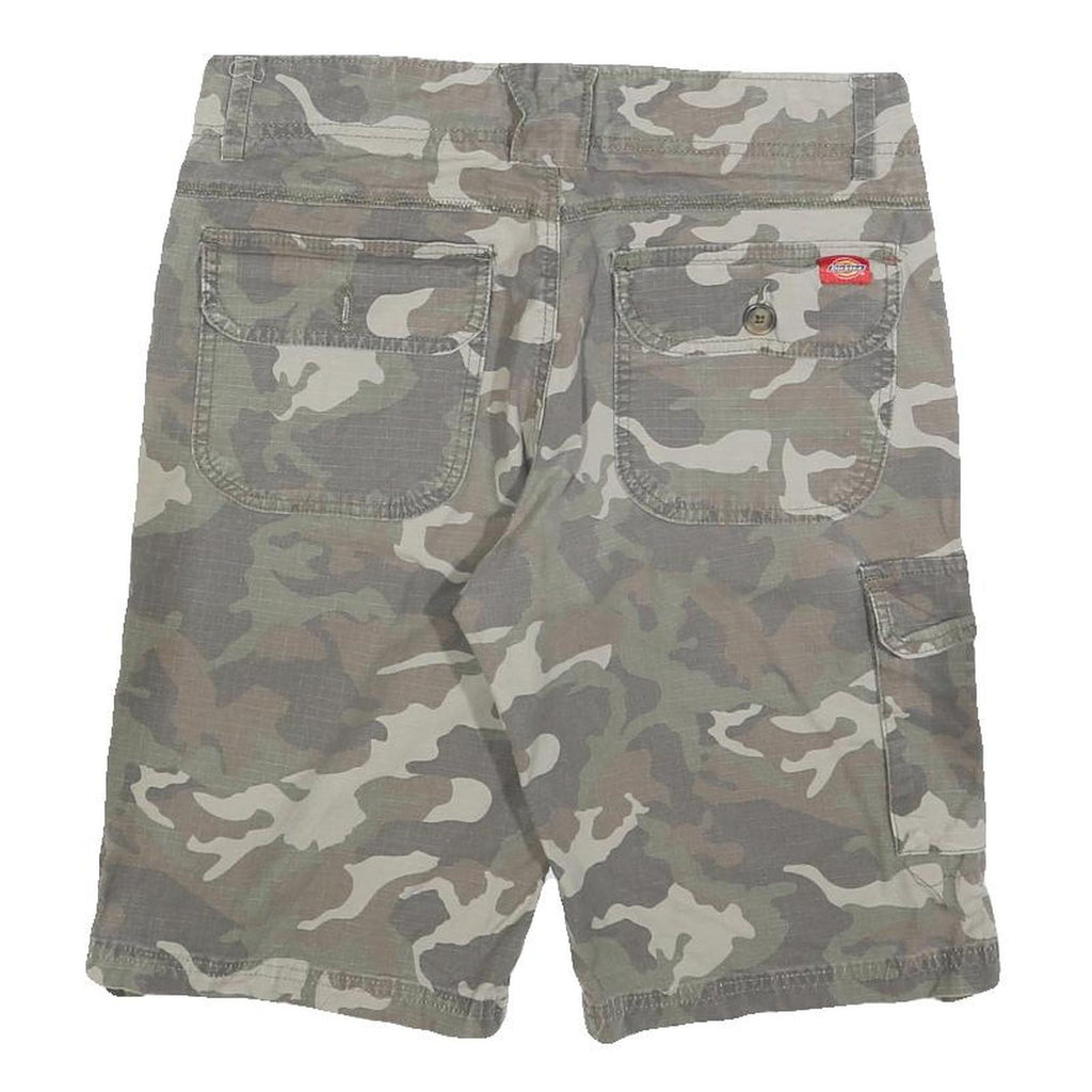 DICKIES Womens Shorts Green Camouflage Cargo M W30 Workwear Cotton Blend