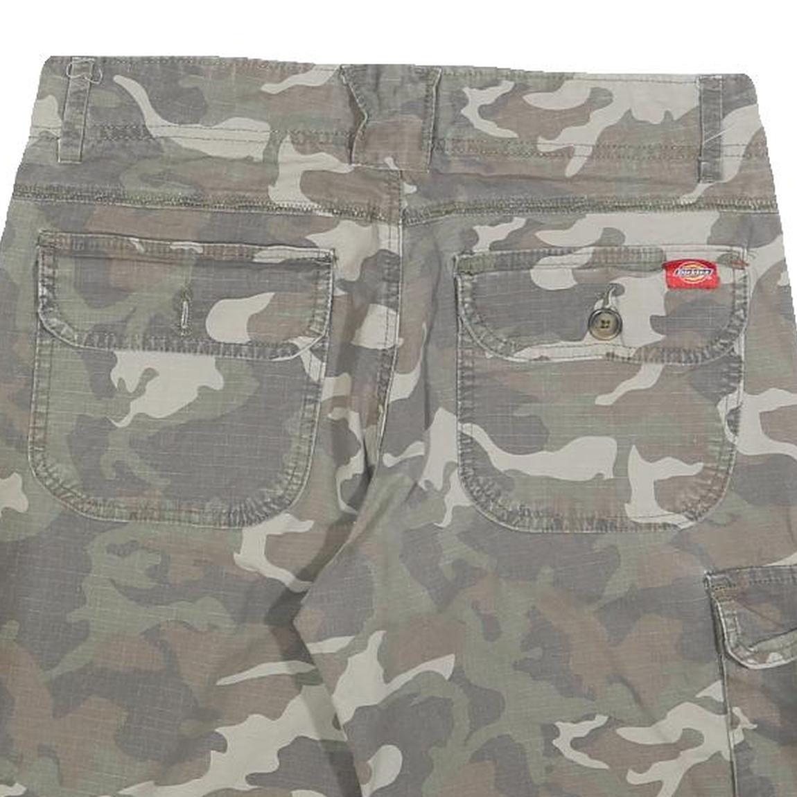 DICKIES Womens Shorts Green Camouflage Cargo M W30 Workwear Cotton Blend