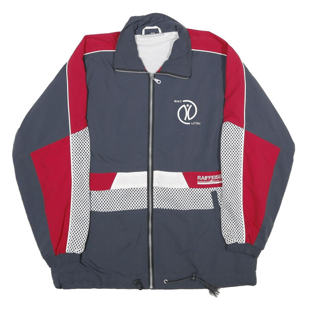 LEU Mens Blue & Red Sports Club Nylon Zip Jacket M Printed Logo Track