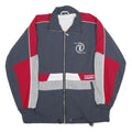 LEU Mens Blue & Red Sports Club Nylon Zip Jacket M Printed Logo Track