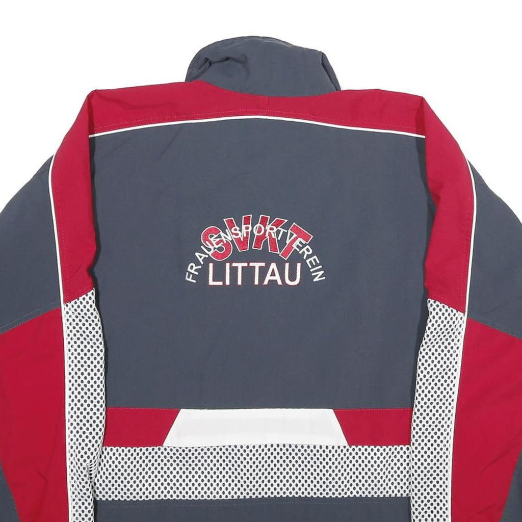 LEU Mens Blue & Red Sports Club Nylon Zip Jacket M Printed Logo Track