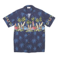 PACIFIC LEGEND Mens Blue Hawaiian Shirt S Surfboards Palm Trees Summer