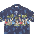 PACIFIC LEGEND Mens Blue Hawaiian Shirt S Surfboards Palm Trees Summer