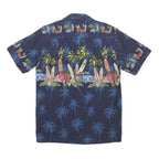 PACIFIC LEGEND Mens Blue Hawaiian Shirt S Surfboards Palm Trees Summer
