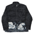 Womens Black Polar Bear Print Polyester Blend Jacket L Zip Fleece Winter