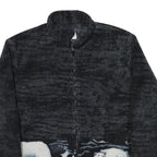 Womens Black Polar Bear Print Polyester Blend Jacket L Zip Fleece Winter