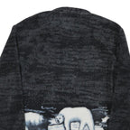 Womens Black Polar Bear Print Polyester Blend Jacket L Zip Fleece Winter