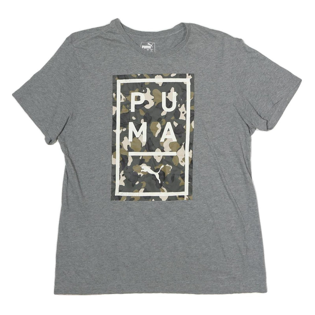 PUMA Mens Grey Camo Graphic T-Shirt L Short Sleeve Crew Neck Casual Wear