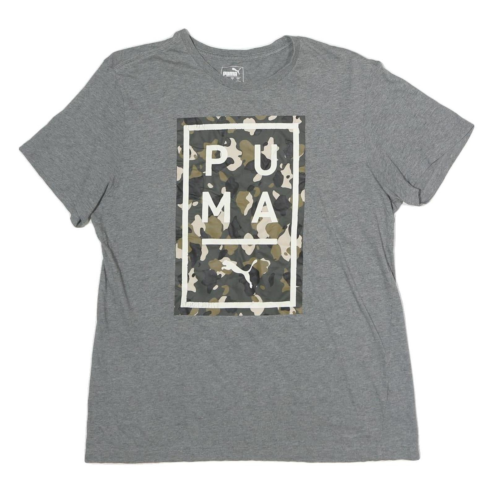 PUMA Mens Grey Camo Graphic T-Shirt L Short Sleeve Crew Neck Casual Wear