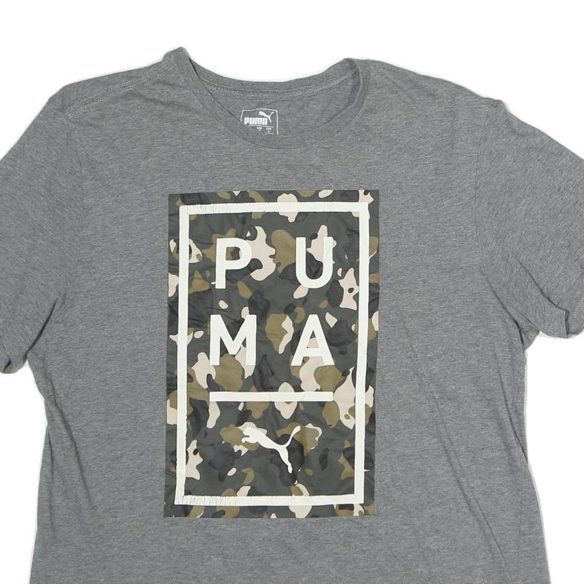 PUMA Mens Grey Camo Graphic T-Shirt L Short Sleeve Crew Neck Casual Wear