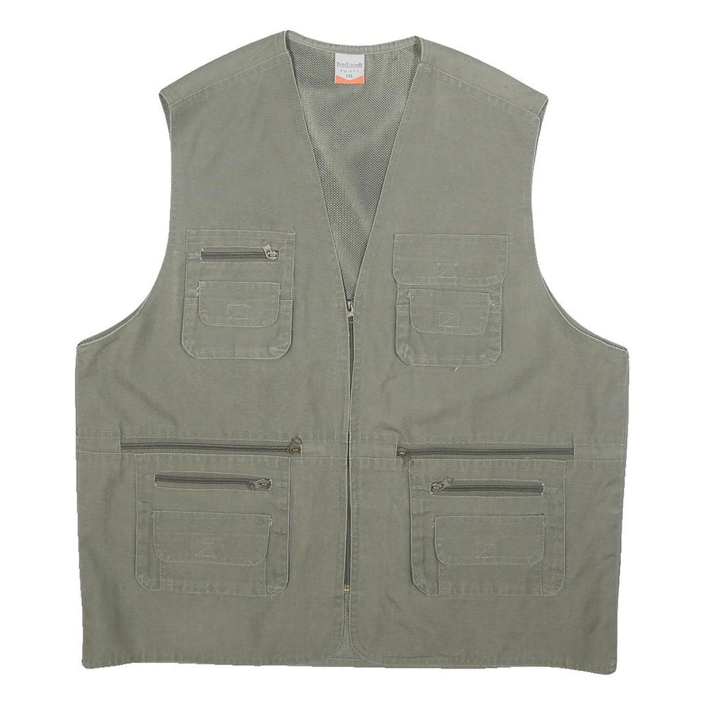 PRIMO & SECONDO Mens Green Cotton Blend Utility Jacket 2XL Zip Pockets Casual