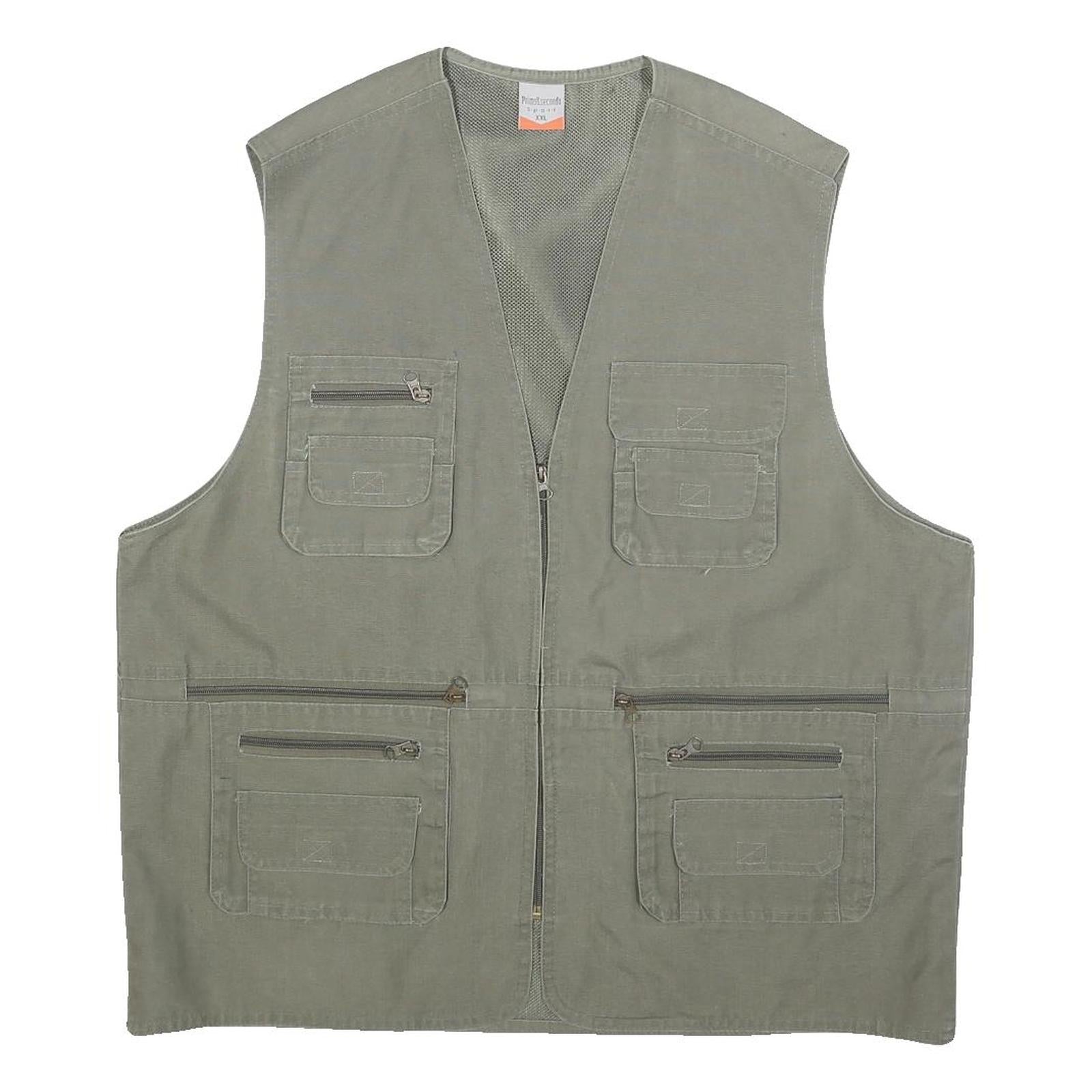 PRIMO & SECONDO Mens Green Cotton Blend Utility Jacket 2XL Zip Pockets Casual