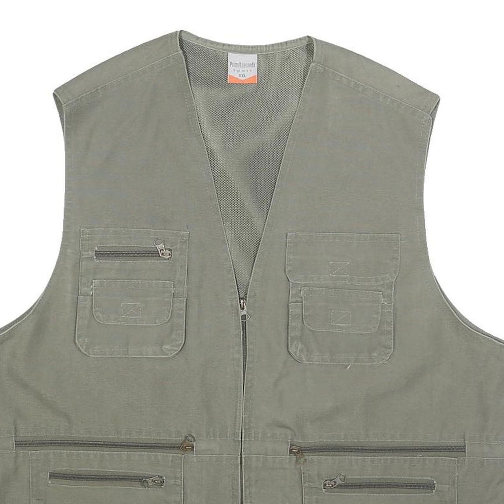 PRIMO & SECONDO Mens Green Cotton Blend Utility Jacket 2XL Zip Pockets Casual