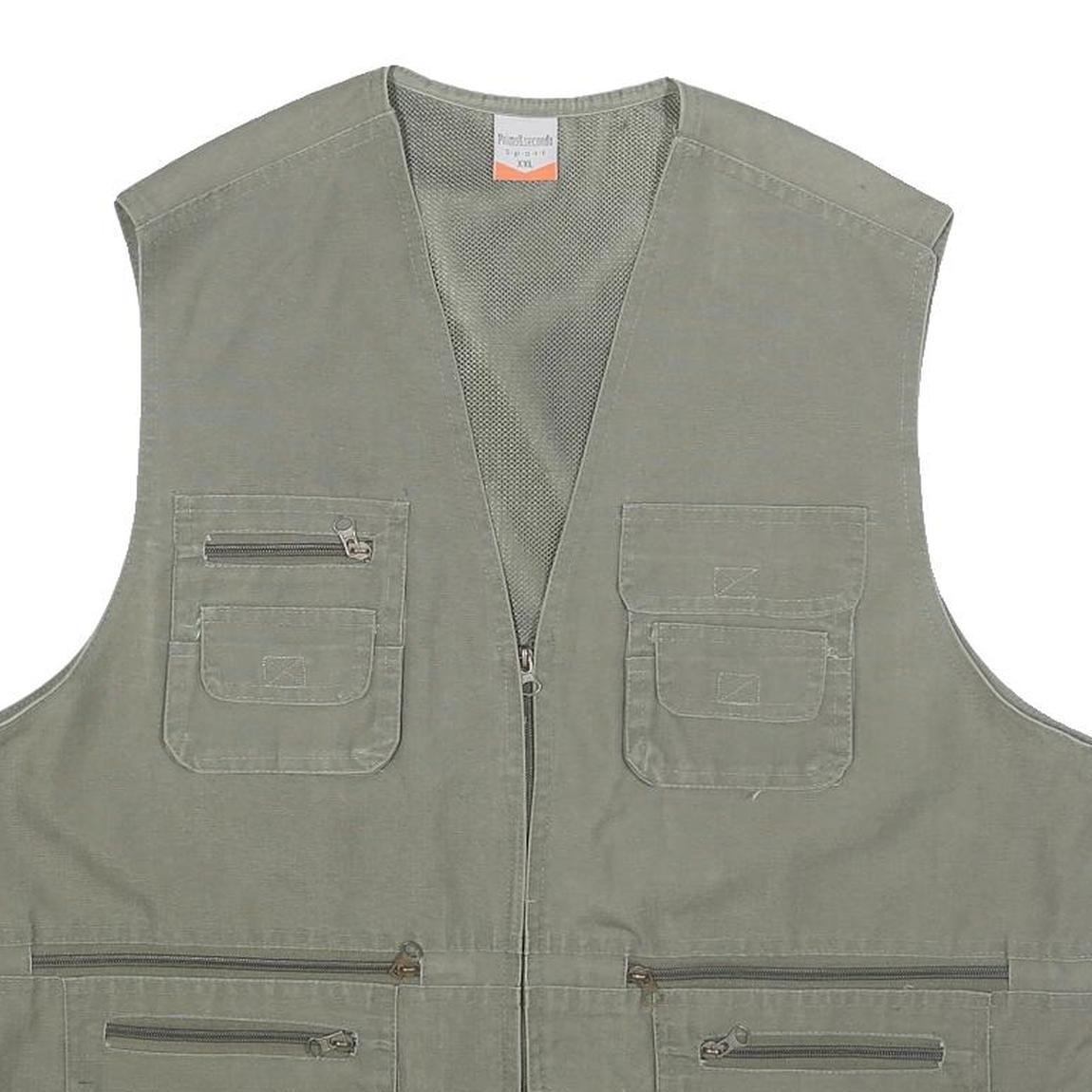 PRIMO & SECONDO Mens Green Cotton Blend Utility Jacket 2XL Zip Pockets Casual