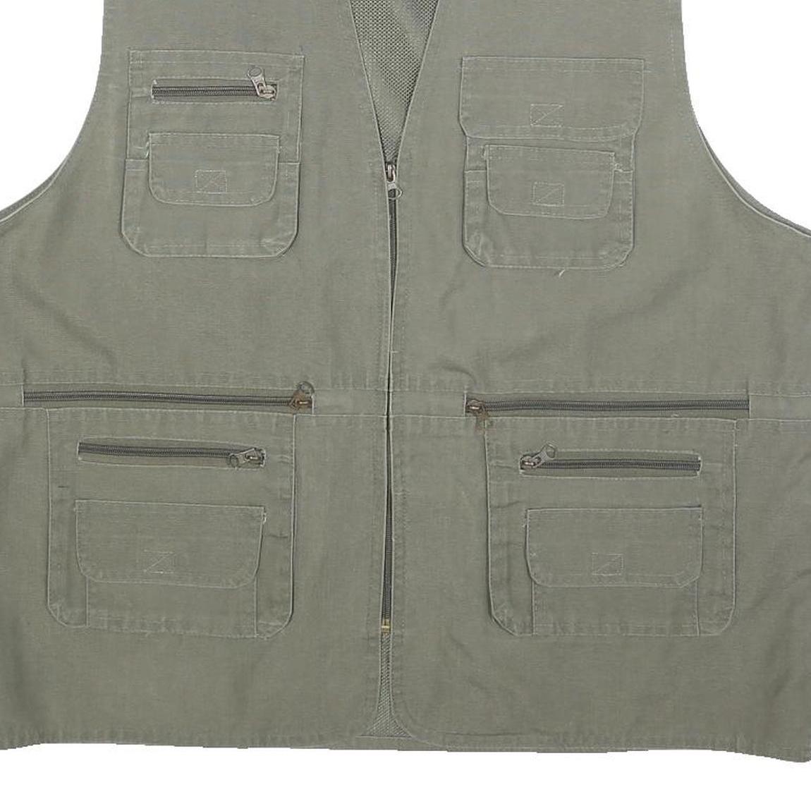 PRIMO & SECONDO Mens Green Cotton Blend Utility Jacket 2XL Zip Pockets Casual