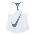 NIKE Mens White & Teal Racerback Vest M Cotton Blend Gym Fitness Activewear