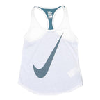 NIKE Mens White & Teal Racerback Vest M Cotton Blend Gym Fitness Activewear