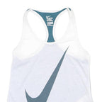 NIKE Mens White & Teal Racerback Vest M Cotton Blend Gym Fitness Activewear