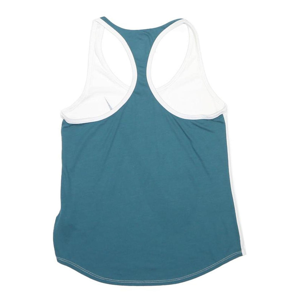 NIKE Mens White & Teal Racerback Vest M Cotton Blend Gym Fitness Activewear